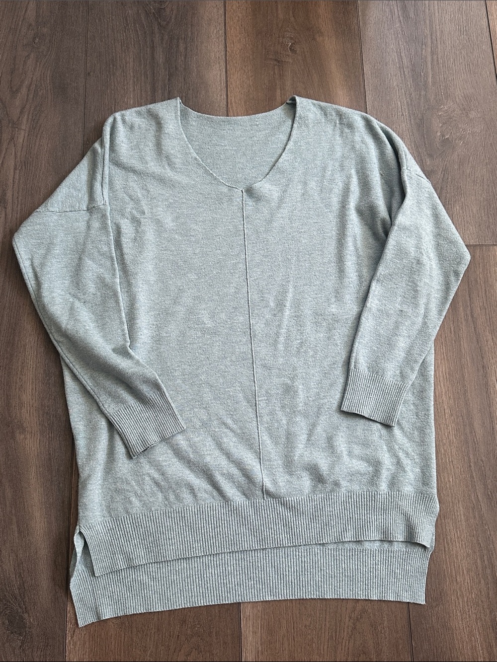Women's Long V-Neck Sweater in Light Teal